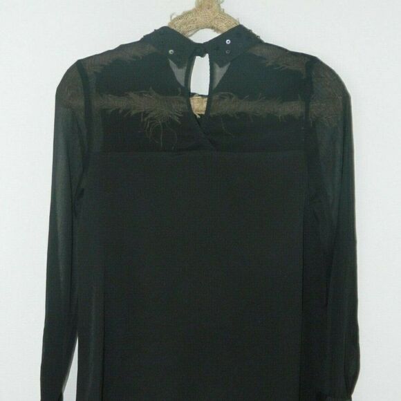 Modcloth Blouse Black Sheer Embellished  Medium‎ - Picture 2 of 7